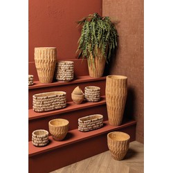 PTMD Bloempot Zanaya - 24x24x55 cm - Cement - Bruin