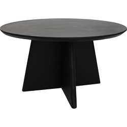 Ronde salontafel met kruispoot - 80X80X45 - zwart - Mangohout