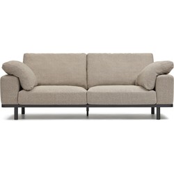 Kave Home - 3-zitsbank Noa beige met kussens en donkere poten 230 cm