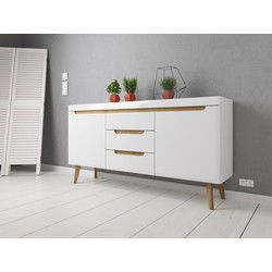 Meubella - Dressoir Nebraska - Wit - Eiken - 160 cm
