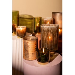 PTMD Windlicht Somer - 18x18x25 cm - Glas - Roze