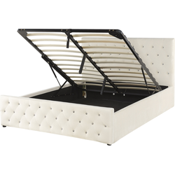 AMIENS  - Bed met opbergruimte - Lichtbeige - 140 x 200 cm - Fluweel