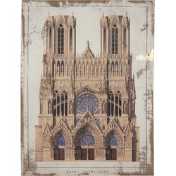 Clayre & Eef Schilderij  60x80 cm Beige Bruin Canvas Notre Dame Canvas schilderij