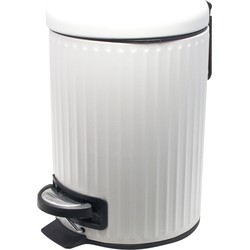 1x Witte badkamer/toilet vuilnisbakken/pedaalemmers RVS 3 liter 26 cm - Pedaalemmers