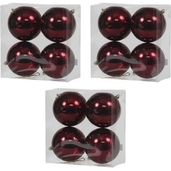 12x Kunststof kerstballen glanzend bordeaux rood 12 cm kerstboom versiering/decoratie - Kerstbal