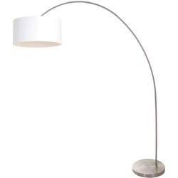 Mexlite - vloerlamp - Solva - staal - linnen metaal - booglamp - E27 - 3908ST