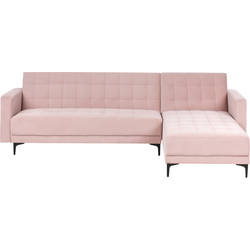 Beliani ABERDEEN - Hoekbank-Roze-Fluweel