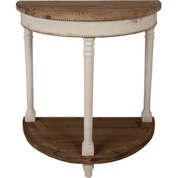 Clayre & Eef Sidetable  83x40x87 cm Beige Bruin Hout Halfrond Wandtafel