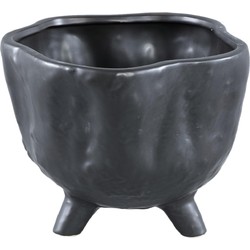 PTMD Ricco Bloempot - 22 x 22 x 17 cm - Keramiek - Zwart