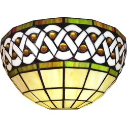 LumiLamp Wandlamp Tiffany  31x15x21 cm  Beige Glas Halfrond Muurlamp