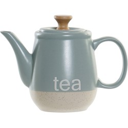 Items Kitchen Theepot Ceylon - keramiek/hout - 1000 ml - blauw/beige - Theepotten