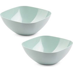 Plasticforte serveerschaal/saladeschaal - 2x - D28 x H11 cm - kunststof - mintgroen - 4800 ml - Serveerschalen