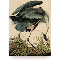 KEK Amsterdam Houten Print Muurdecoratie Reiger/Heron - S 45x60 cm