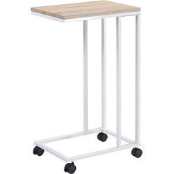 Bijzettafel met wieltjes - 40x30x65 cm – wit frame hout – bank, sofa, bed