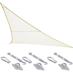 Schaduwdoek/zonnescherm Curacao driehoek wit 3 x 3 x 3 meter met ophanghaken - Schaduwdoeken