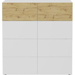 Buffet 8 laden glanzend wit en eikenhouten decor Belm 5 - L109 x H115 cm