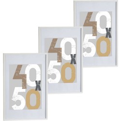 3x stuks houten fotolijst wit geschikt voor een foto van 40 x 50 cm of 50 x 70 cm - Fotolijsten