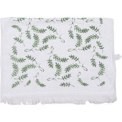 Clayre & Eef Gastendoekje  40x66 cm Wit Groen Katoen Takjes Toilet Handdoek