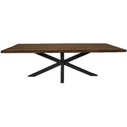 HSM Collection -Rechthoekige eettafel tuin - 220x100x76 - Naturel/zwart - Teak/m