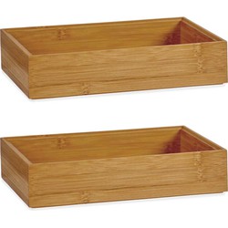 2x Stuks Kast/lade/make-up organizers bamboe hout bakje 23 x 15 x 5 cm - Make-up dozen