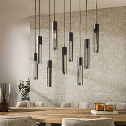 Hanglamp Zwart Metaal - 9-Lichts - 100x18x150cm