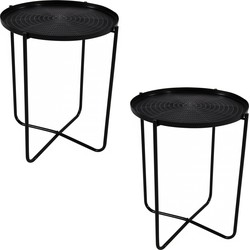 2x stuks zwarten ronde plantentafels/plantenstandaarden/bijzettafels/oppottafels 50 cm - Bijzettafels