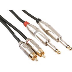 Rca-jack kabel 2 x rca mannelijk naar jack 6.35 mm mono 5 m