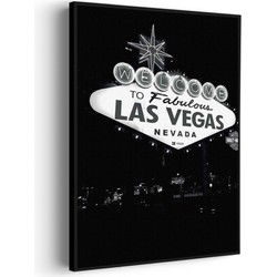 Muurwerken Akoestisch Schilderij - Welcome to Fabulous Las Vegas Zwart Wit - Geluidsdempend Wandpaneel - Wanddecoratie - Geluidsisolatie - BASIC (AW 0.65) S (50X70)