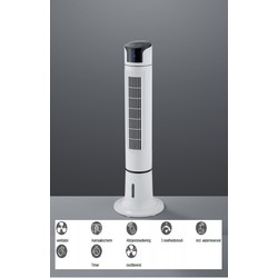 Reality Light - vloer ventilator staand inclusief afstandsbediening én touchscreen - vloerventilator - torenventilator - wit