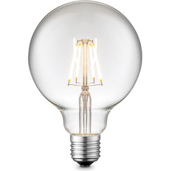 Edison Vintage LED filament lichtbron Globe - Helder - G95 Deco - Retro LED lamp - 9.5/9.5/13.5cm - geschikt voor E27 fitting - Dimbaar - 6W 700lm 3000K - warm wit licht