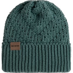 Knit Factory Sally Gebreide Muts Heren & Dames - Big Beanie - Laurel - One Size - Grof gebreid