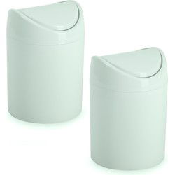 Plasticforte mini prullenbakje - 2x - mintgroen - kunststof - keuken/aanrecht - 12 x 17 cm - Prullenbakken