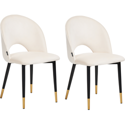 Beliani MAGALIA - Eetkamerstoel-Beige-Fluweel