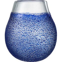 J-line - Windlicht Santorini Glas Blauw - 21x21x25cm