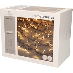 1x Clusterverlichting met timer en dimmer 1536 leds warm wit 20 m - Kerstverlichting kerstboom