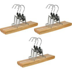 Kledinghangers - 9x - hout - 24,5 cm - broekhangers set - Kledinghangers