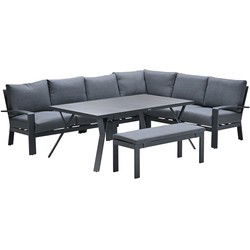 Rondo lounge-diningset - 6-delig - carbon black - mystic grey