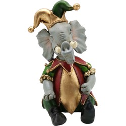 Clayre & Eef Beeld Olifant 14x11x18 cm Grijs Goudkleurig Polyresin Kerstdecoratie