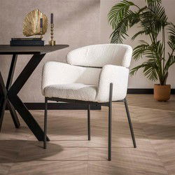 Set van 2 Eetkamerstoelen Bouclé Lola - Met Armleuningen
