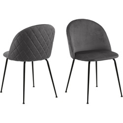 Eetkamerstoel - Donkergrijs - Zithoogte 47,5cm - Lundra - Set van 2