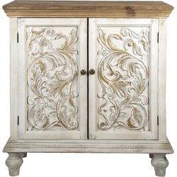 Clayre & Eef Dressoir  91x38x100 cm Wit Bruin Hout Wandkast