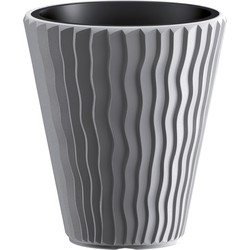 Prosperplast Plantenpot/bloempot Sand Waves - buiten/binnen - kunststof - steengrijs - D30 x H33 cm - Plantenpotten