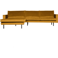 BePureHome Rodeo Chaise Longue Links - Velvet - Oker - 85x300x155