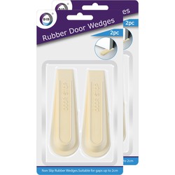 Set van 4x stuks deurstoppers/deurwiggen - wit - 12 cm - rubber - Deurstoppers