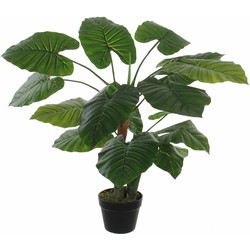 Groene kunstplant Colocasia Taro succulent plant in pot 90 cm - Kunstplanten