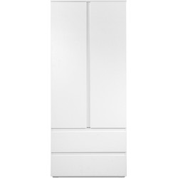 Kast met 2 deuren en 2 laden wit - L80 x H191 x P55 cm