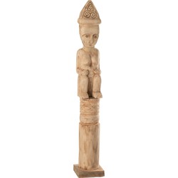 J-line - Afrikaans Figuur Staand Hout Naturel Medium - 14x14x88.5cm