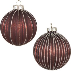 Clayre & Eef Kerstbal Set van 2  Ø 8 cm Rood Glas Kerstdecoratie