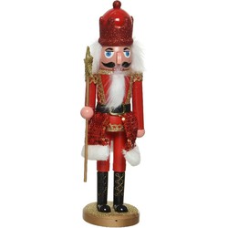 Kerstbeeldje kunststof notenkraker poppetje/soldaat rood 28 cm kerstbeeldjes - Kerstbeeldjes