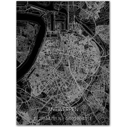 Aluminium Citymap Antwerpen 80x60 cm 